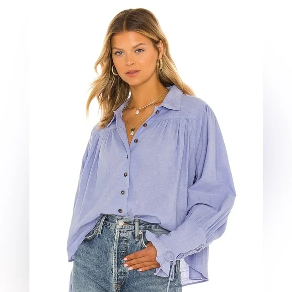 Free People Lavender Button-Up Blouse - Picture 10 of 10